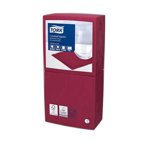 TORK Cocktail 1/4 hajtogatott 2 rétegű 23,8x24 cm Advanced Koktélszalvéta Bordó