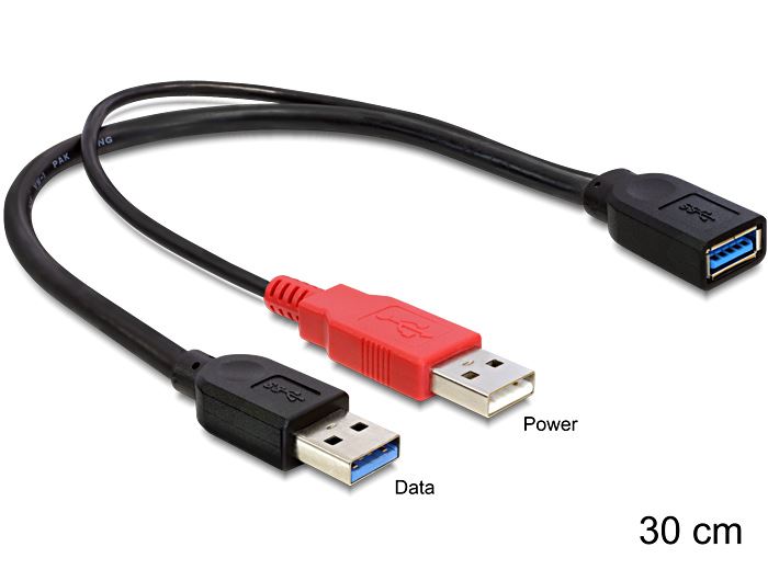 Delock 83176 USB 3.0-A female > USB 3.0-A male + USB 2.0-A male kábel 30 cm Delock 83176 USB 3.0-A female > USB 3.0-A male + USB 2.0-A male kábel 30 cm