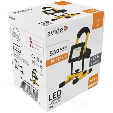AVIDE ABRFLNW-10W LED REFLEKTOR AKKUMULÁTOROS 10W NW 4000K