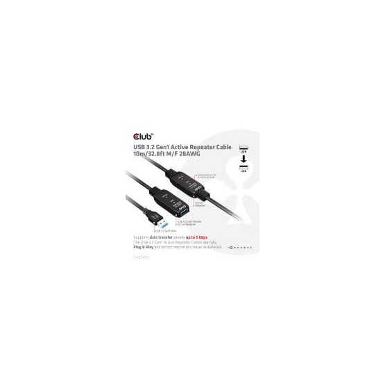  Club3D CAC-1405 USB 3.2 Gen1 10 m Active Repeater kábel    