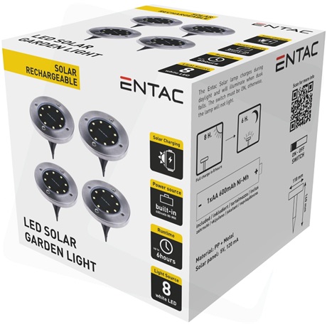 Entac napelemes kerti lámpa LED 10cm 4db/csomag