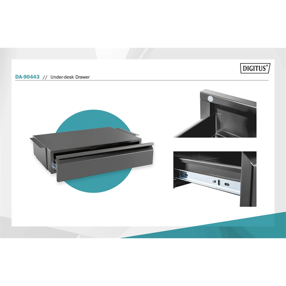 DIGITUS DA-90443 Asztal alatti fekete tároló fiók