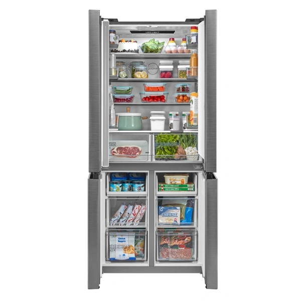 Midea MDRM691FIE46 négyajtós Hűtő:345L  Fagyasztó:170L  No frost Side by side hűtőszekrény Inox