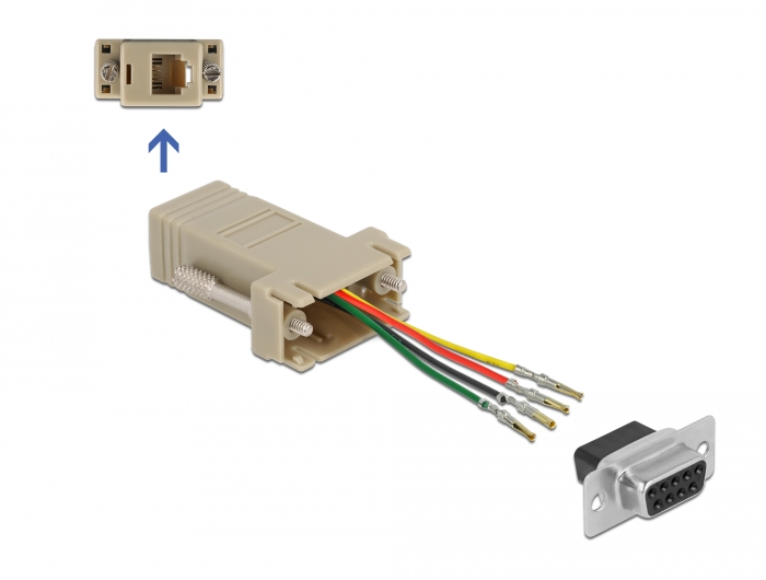 Delock D-Sub 9-tűs anya   RJ11/RJ14 6P/4C anya összekötő adapter (66770)