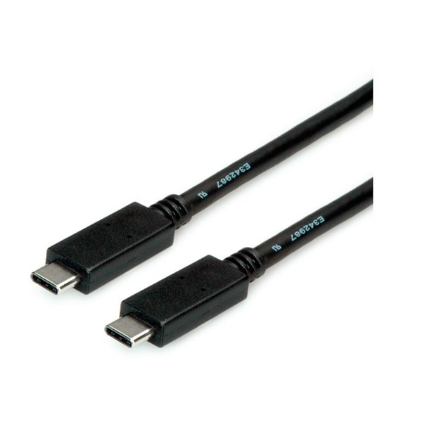 Roline Kábel USB 3.2 Gen 2 C - C, M/M, 10Gbit/s, PD (Power Delivery) 20V5A - 100W, Emark-al, Video Support, 2m, fekete (11.02.9055-10)