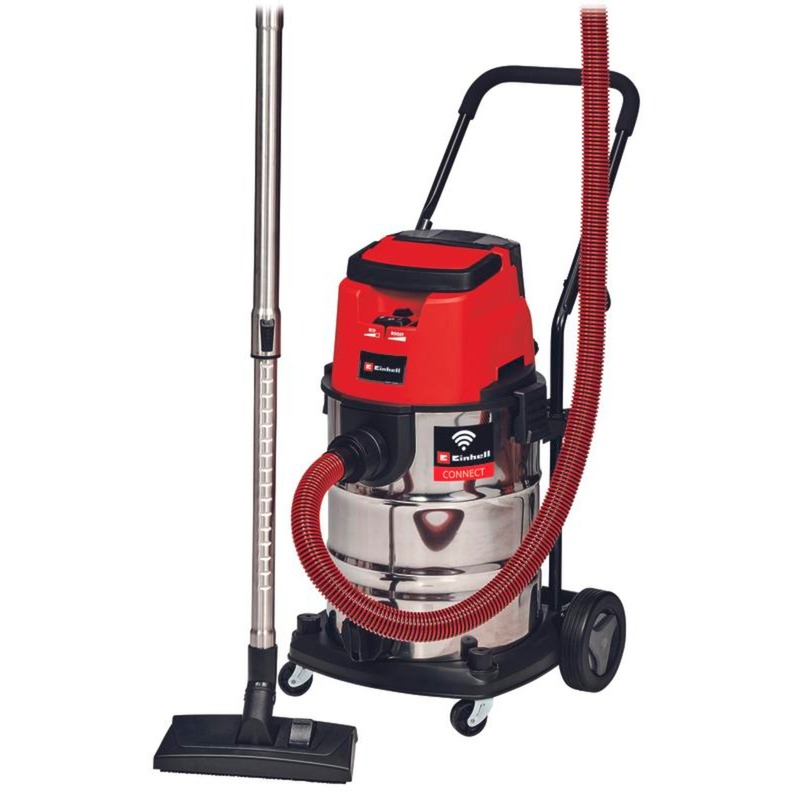 Einhell akkumulátoros nedves/száraz porszívó TP-VC 36/30 S Auto - Solo Professional, 36Volt (2x18V) (piros/rozsdamentes acél, akkumulátor és ...