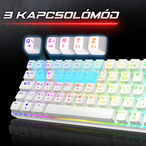 Spirit of Gamer  XPERT K200 White   TKL  SOG red RGB LED USB Billentyűzet Mechanikus Fehér HU