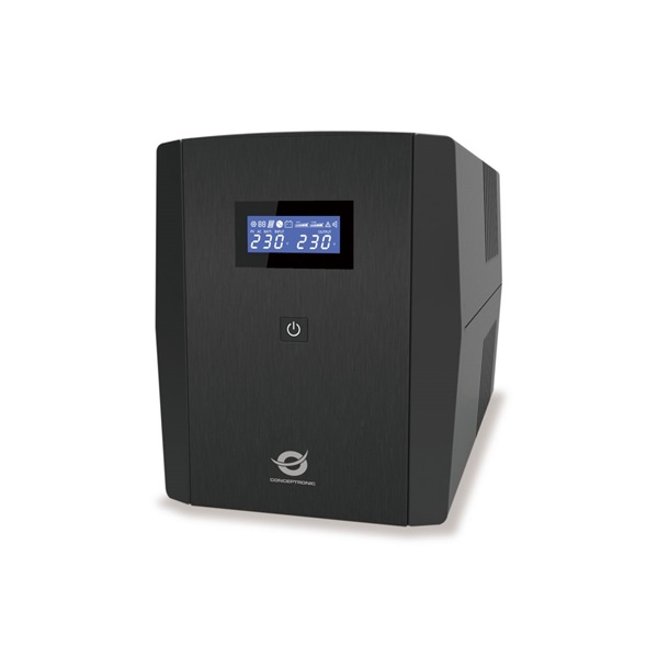 Conceptronic 1500VA   ZEUS08E 6x IEC C13  line-interaktív RJ45 vonalvédelem HID USB Szünetmentes   Fekete 