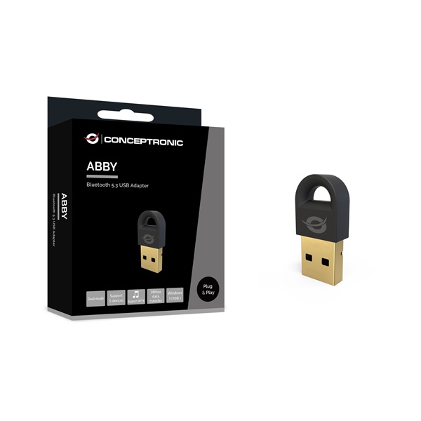 Conceptronic ABBY16B  Bluetooth 5.3, Távolság: Max.: 20m Bluetooth Adapter Fekete 