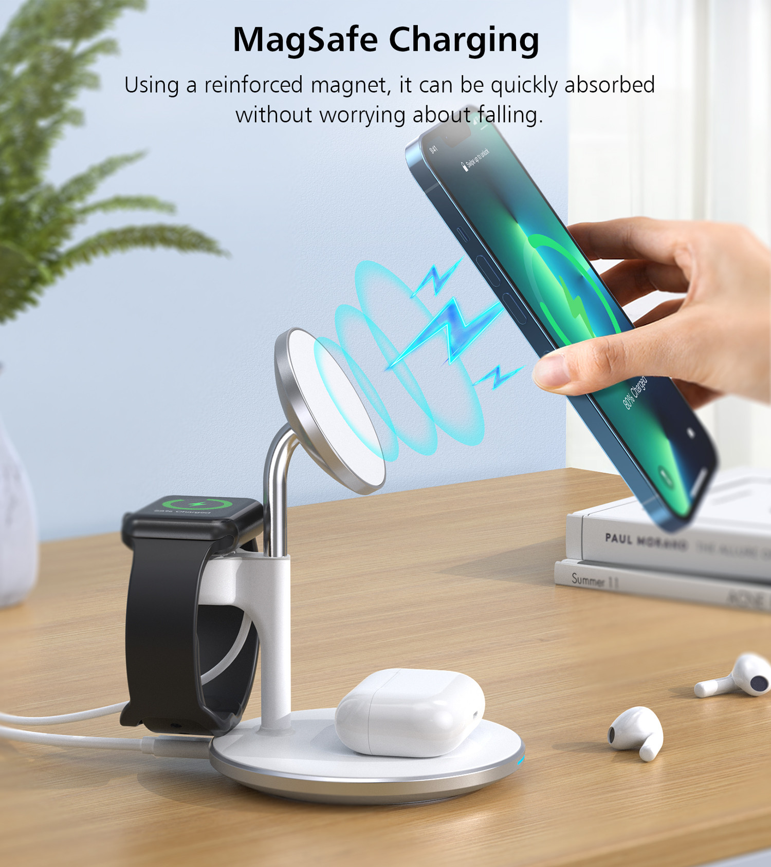 Choetech 15W  3-1ben Wireless mobil  mágneses gyorstöltő töltő