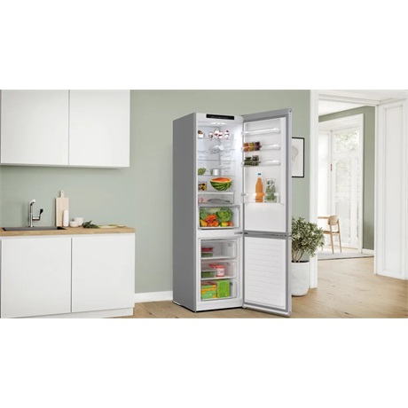 Bosch KGN392LAG Alulfagyasztós hűtőszekrény, A energiaosztály, Szálcsiszolt acél színű