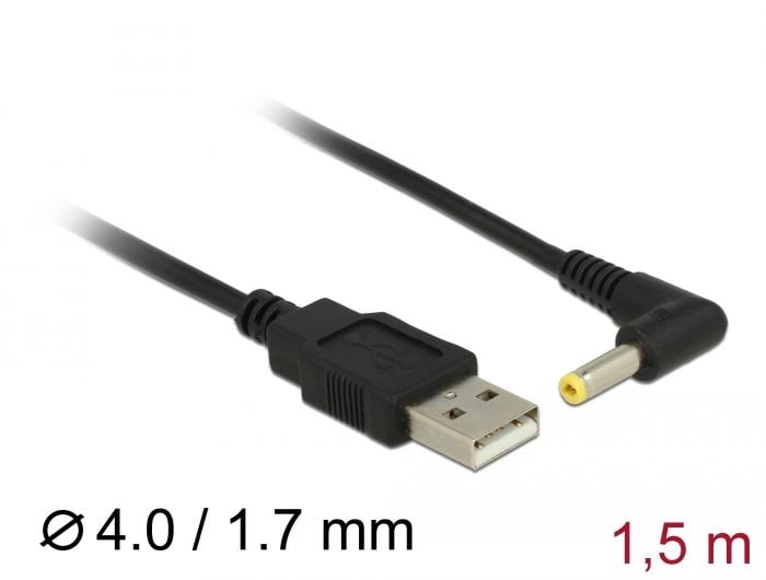Delock USB > DC 4,0 x 1,7 mm apa 90° tápkábel 1.5 m (85544) Delock USB > DC 4,0 x 1,7 mm apa 90° tápkábel 1.5 m (85544)