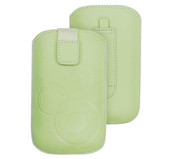 DEKOCASE tok álló (kör minta, kihúzható tépőzár, övre fűzhető, univerzális, XXL méret) MENTAZÖLD [Alcatel Pixi 4 3.5 (OT-4017)]