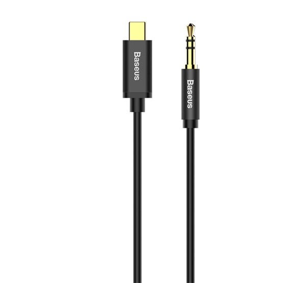 BASEUS M01 audió kábel (3.5mm - Type-C, 3 pólusú jack csatlakozó, 120cm, AUX) FEKETE (M01)
