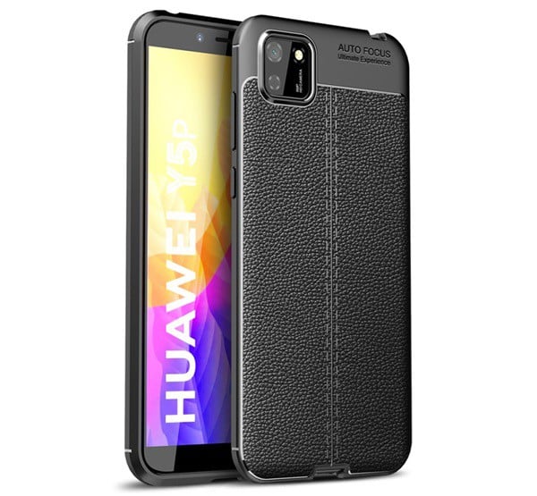 Szilikon telefonvédő (közepesen ütésálló, bőr hatású, varrás minta) FEKETE [Honor 9S]