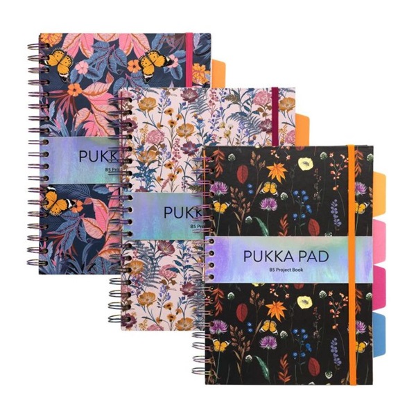 Spirálfüzet, B5, vonalas, 100 lap, PUKKA PAD "Project Book Bloom", vegyes minta Spirálfüzet, B5, vonalas, 100 lap, PUKKA PAD "Project Book Bloom", vegyes minta