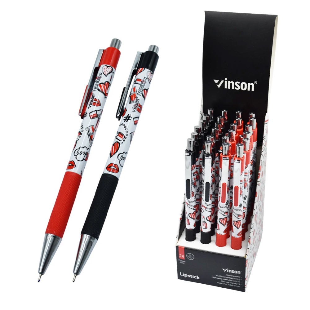 Vinson Golyóstoll nyomógombos 0,7mm Lipstick vegyes test displ 24 db/display (222) Vinson Golyóstoll nyomógombos 0,7mm Lipstick vegyes test displ 24 db/display (222)