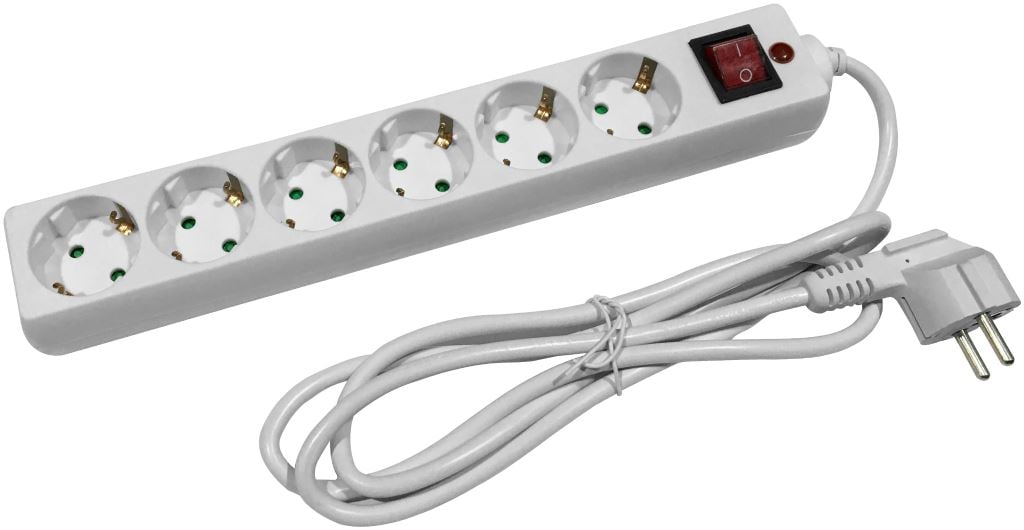 Entac elosztó 6 foglalat, kapcsolóval, 1,8m kábel (ESE1.5G6-1.8-SW-SP) Entac elosztó 6 foglalat, kapcsolóval, 1,8m kábel (ESE1.5G6-1.8-SW-SP)