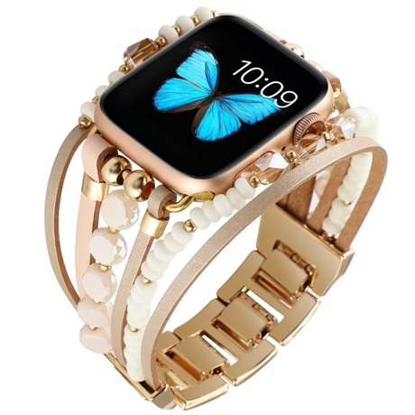 Mybandz 667034 APPLE WATCH GYÖNGYÖS KARKÖTŐ SZÍJ-PÚDER-ARANY/38/40/41/42 MM