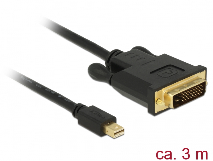 Delock Kábel mini Displayport 1.1 dugó > DVI 24+1 dugó 3 m (83990)