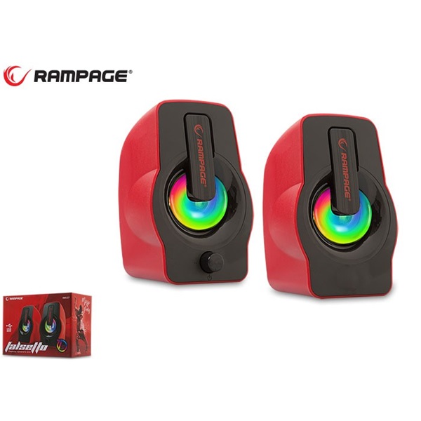 Rampage Hangszóró 2.0  RMS-G7 Falsetto  6W RMS hangerőszabályzó  3,5mm jack  USB  RGD LED  Piros 