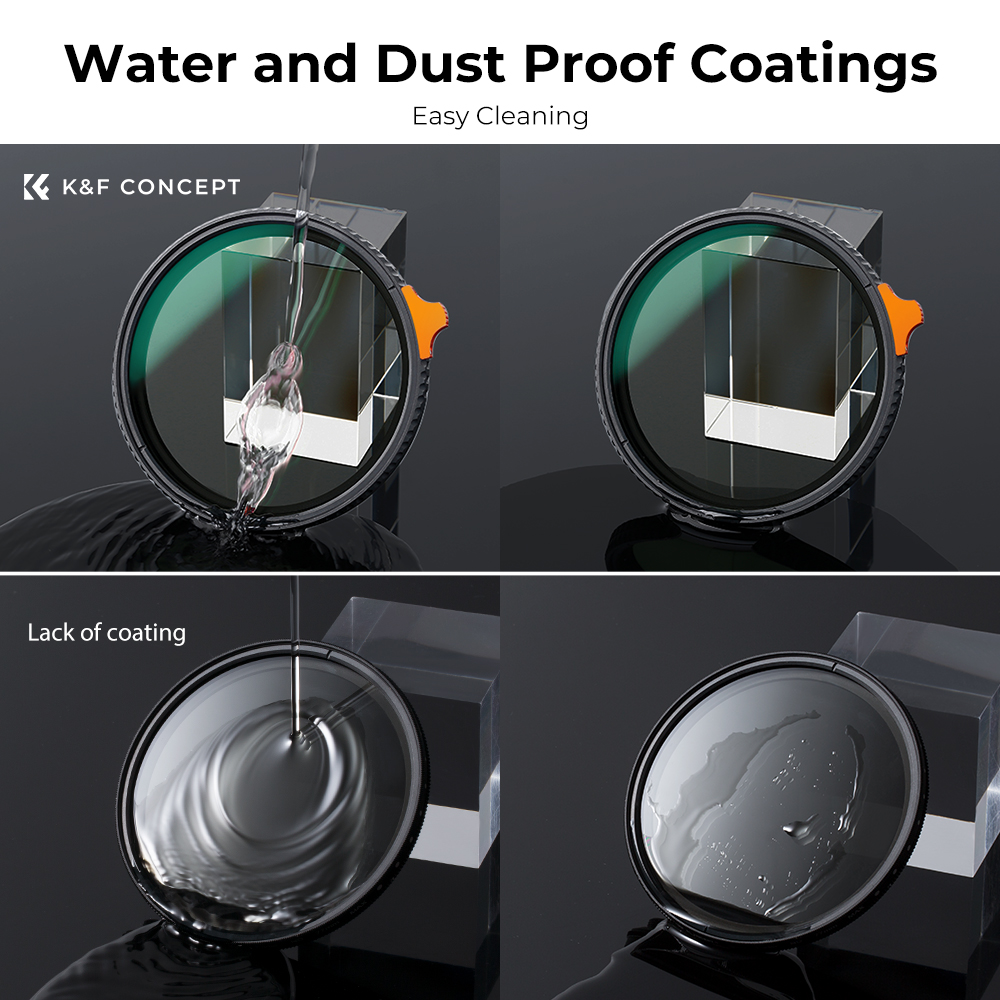 K&F Concept NANO-X Slim, HD, VARIO ND 2-400 változtatható szürkeszűrő, vízlepergető, karcálló, 77mm
