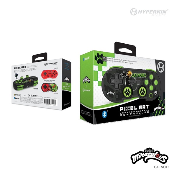 HYPERKIN Pixel Art Miraculous Nintendo Switch/PC/Mac/Android "Fekete macska" BT kontroller HYPERKIN Pixel Art Miraculous Nintendo Switch/PC/Mac/Android "Fekete macska" BT kontroller