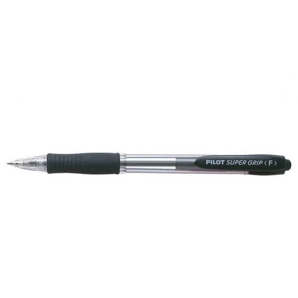 Golyóstoll, 0,27 mm, nyomógombos, PILOT "Super Grip", fekete Golyóstoll, 0,27 mm, nyomógombos, PILOT "Super Grip", fekete