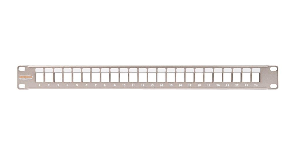 Nikomax patch panel 24 port 1U 19" moduláris szürke (NMC-RP24-BLANK-1U-MT)