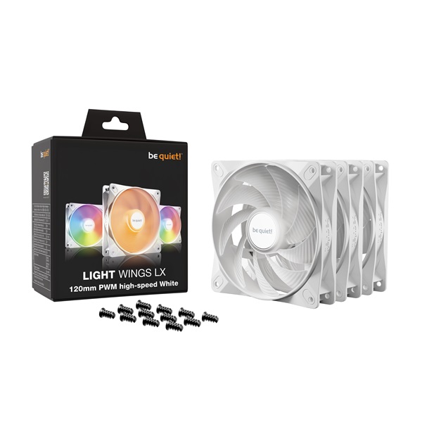 Be Quiet! 12cm  LIGHT WINGS LX 120mm PWM high-speed White Triple-Pack RGB 2100rpm 30,9dB Cooler  Fehér 