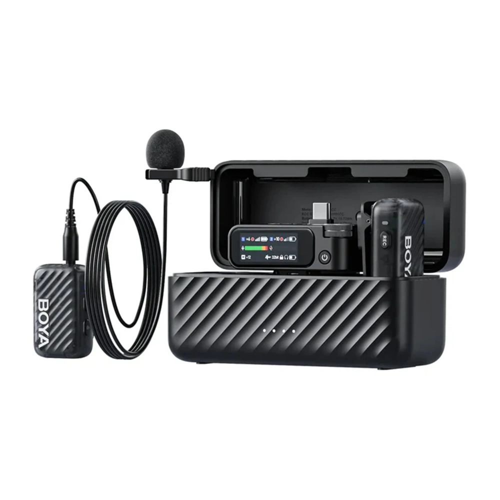 BOYA BOYAMIC 2 2.4GHz Univerzális vezetéknélküli szett (1+2 Töltődoboz) + 2 lavalier mikrofon
