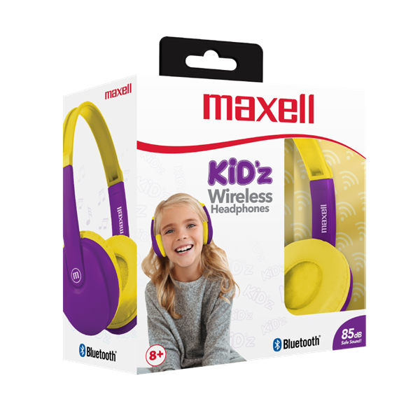 MAXELL "HP-BT350"  gyerek méret vezeték nélküli Bluetooth mikrofonnal Fejhallgató Lila-sárga