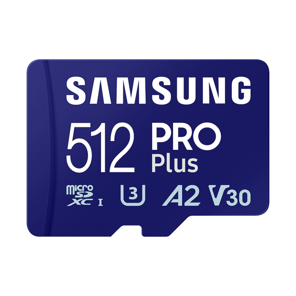 Samsung 512GB microSDXC Pro Plus Class10 U3 A2 V30 adapter nélkül Memóriakártya Samsung 512GB microSDXC Pro Plus Class10 U3 A2 V30 adapter nélkül Memóriakártya