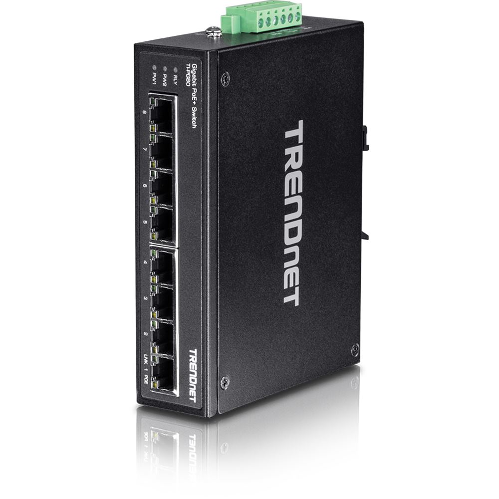 TRENDnet TI-PG80 8 portos Gigabit PoE+ DIN-Rail Switch TRENDnet TI-PG80 8 portos Gigabit PoE+ DIN-Rail Switch