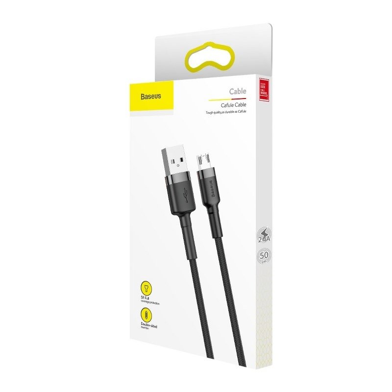 Baseus Cafule 2.4A USB-Micro USB kábel 1m (szürke-fekete) Baseus Cafule 2.4A USB-Micro USB kábel 1m (szürke-fekete)
