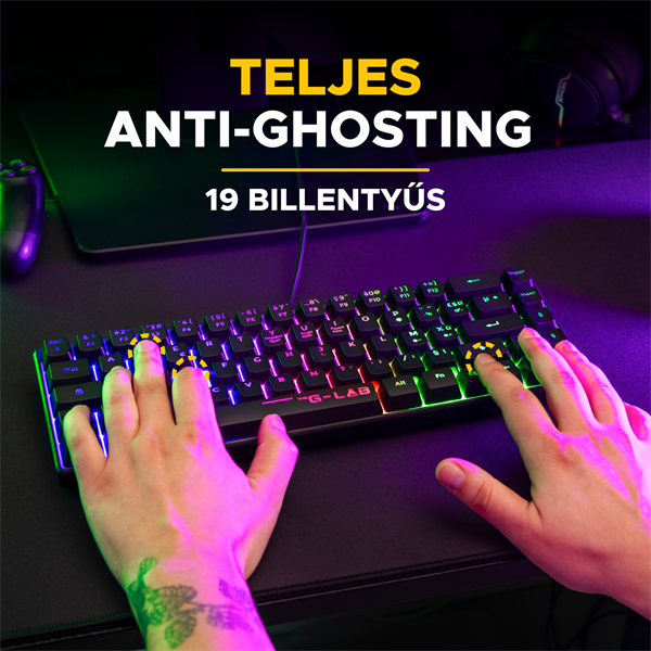 The G-Lab Gaming kit - 2 in 1 COMBO HYDROGEN B/HU  TKL billentyűzet  egér  6200 DPI RGB USB-A Fekete HU