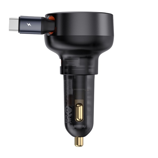  Baseus Enjoyment Pro 60W-os gyors autóstöltő USB-vel Type-C automata behúzós kábellel