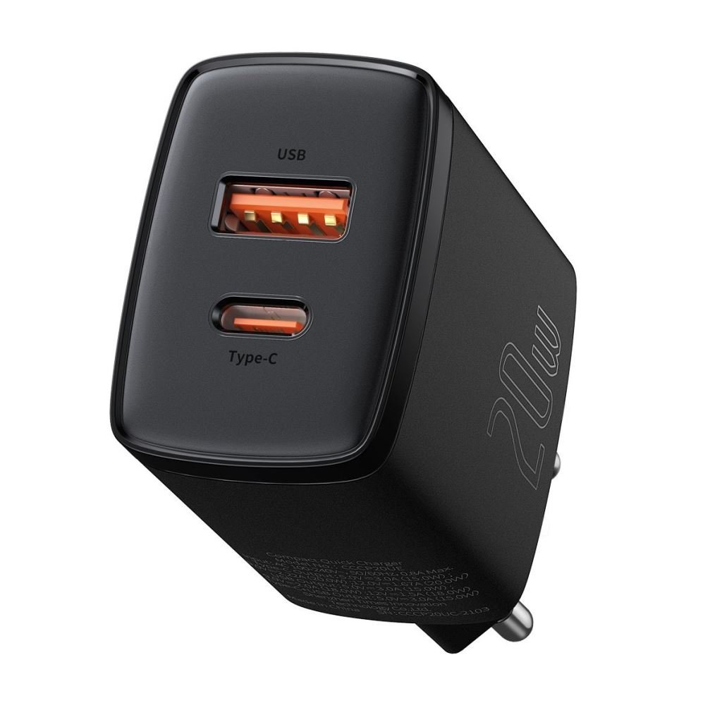 Baseus USB-A, USB-C kompakt gyorstöltő fekete (CCXJ-B01) Baseus USB-A, USB-C kompakt gyorstöltő fekete (CCXJ-B01)