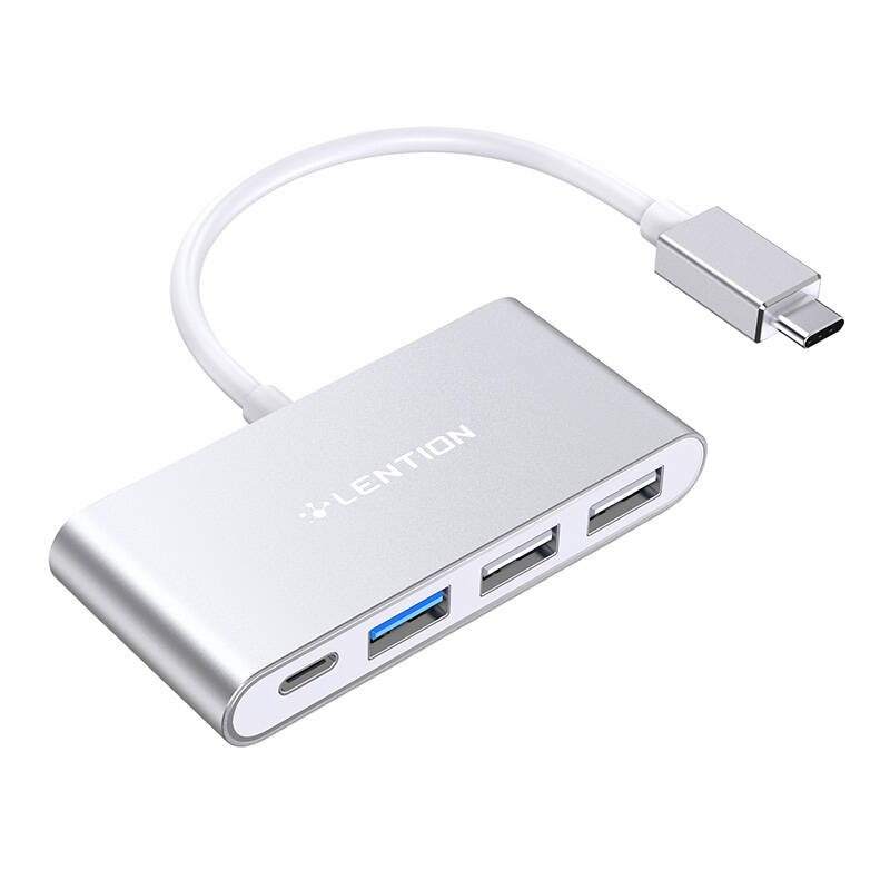 Lention 4in1 Hub USB-C to USB 3.0 + 2x USB 2.0 + USB-C (silver) Lention 4in1 Hub USB-C to USB 3.0 + 2x USB 2.0 + USB-C (silver)
