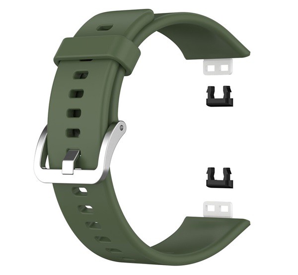 Pótszíj (szilikon, állítható, 20 mm) SÖTÉTZÖLD [Huawei Watch Fit]