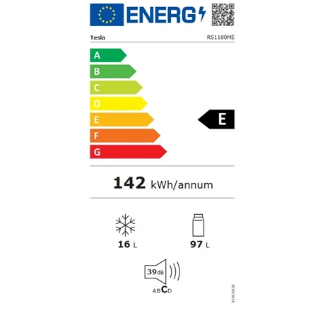 Tesla RS1100ME  113 L Egyajtós hűtőszekrény, E energiaosztály, Fehér
