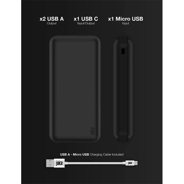 JUICE UNIVERZÁLIS HORDOZHATÓ, ASZTALI AKKUMULÁTOR TÖLTŐ - ECO 5 POWER BANK - 2XUSB +TYPE-C - 15.000 MAH - FEKETE JUICE UNIVERZÁLIS HORDOZHATÓ, ASZTALI AKKUMULÁTOR TÖLTŐ - ECO 5 POWER BANK - 2XUSB +TYPE-C - 15.000 MAH - FEKETE