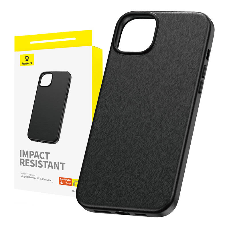 Phone Case for iPhone 15 ProMax Baseus Fauxther Series (Black) Phone Case for iPhone 15 ProMax Baseus Fauxther Series (Black)