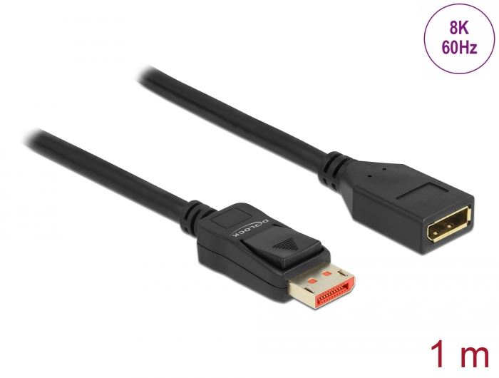 Delock DisplayPort bővítőkábel 8K 60Hz 1m (87070) Delock DisplayPort bővítőkábel 8K 60Hz 1m (87070)