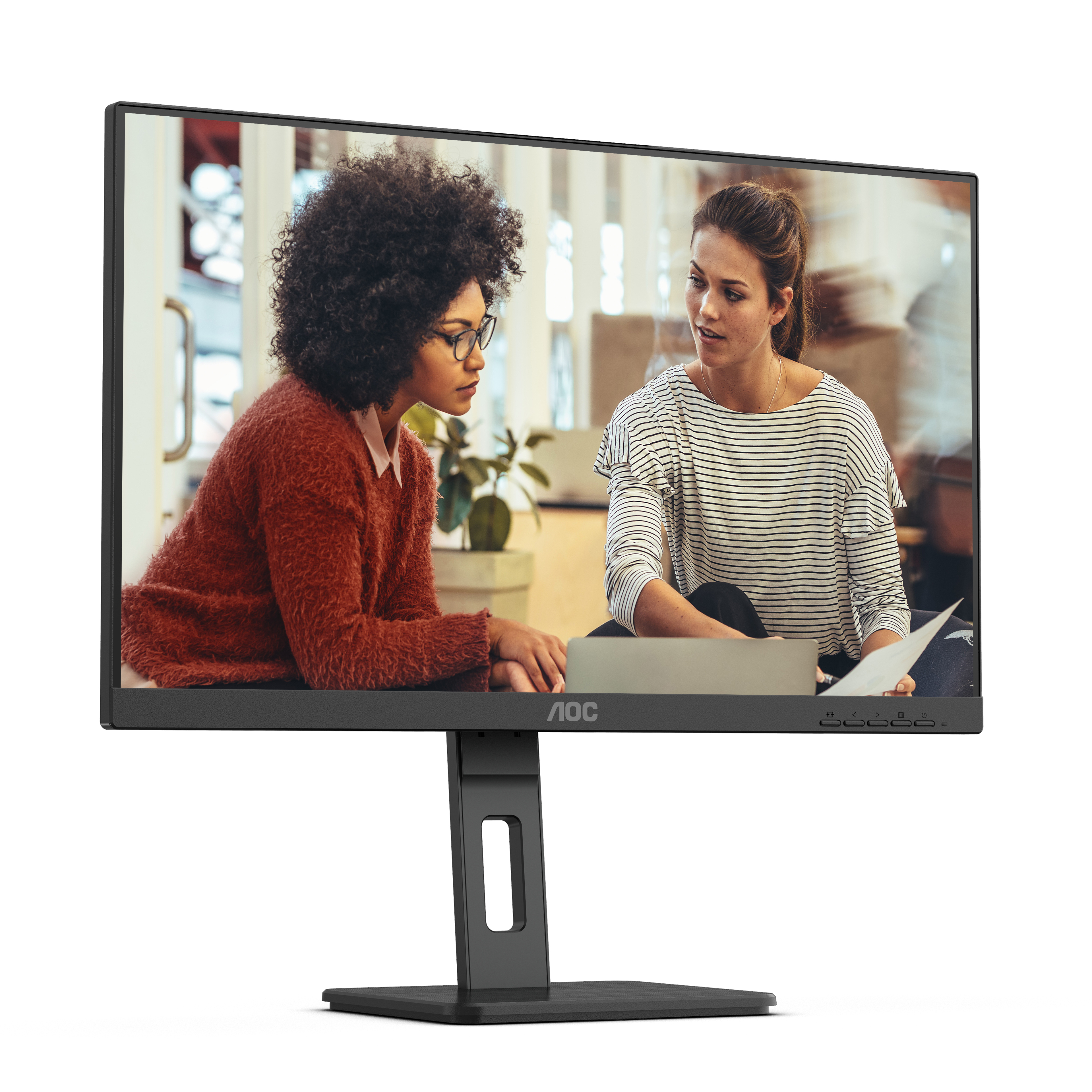 AOC 27" Q27E3UMF Monitor -  2560x1440,  QHD, LED, VA, 75Hz, 4ms, Hangszóró, FreeSync, Pivot, Fekete