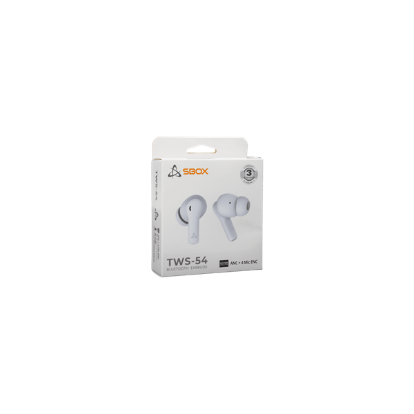SBOX EB-TWS54-W EARBUDS BT FÜLHALLGATÓ + MIKROFON. ANC Fehér