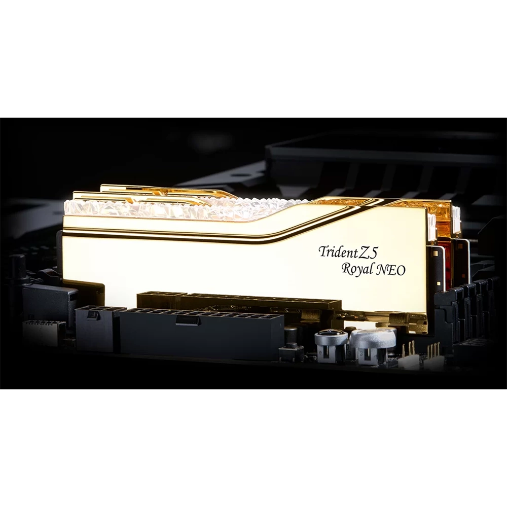 G.SKILL Trident Z5 ROYAL Neo 32GB Kit2 (2 x 16GB) DDR5 8000Mhz CL38-48-48-128 1.45V Memória Arany