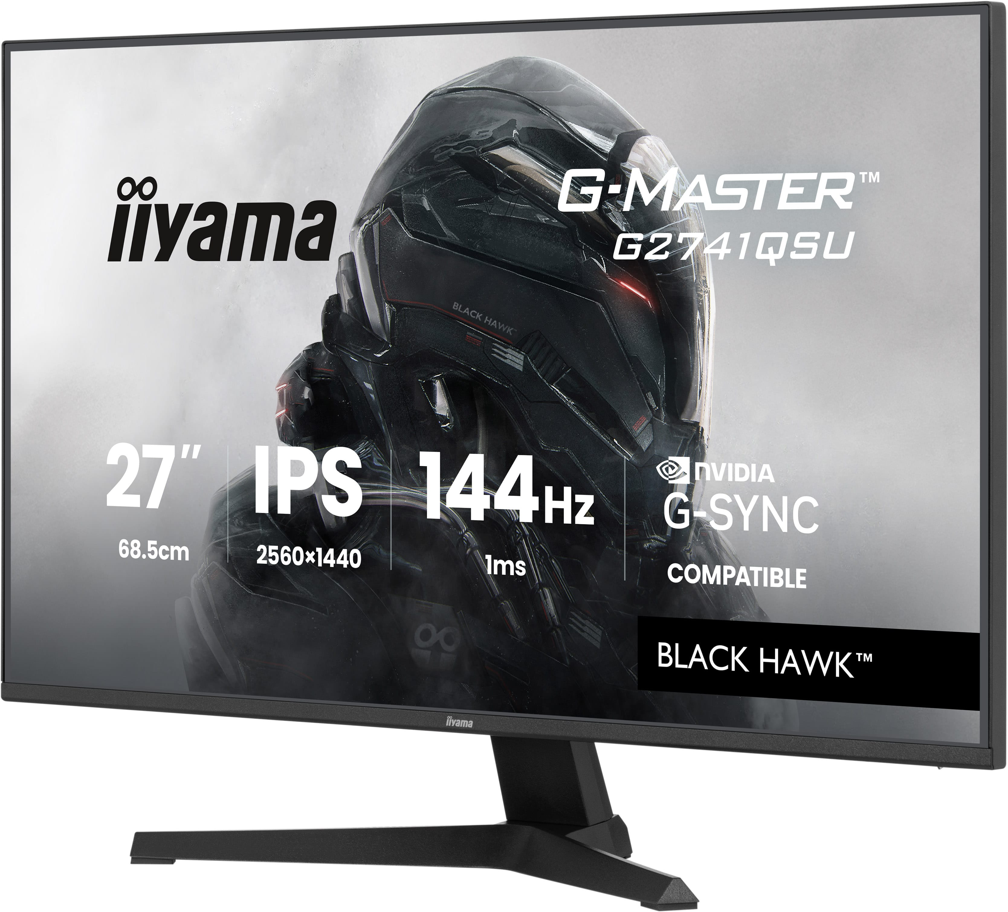 iiyama 27" G-Master G2741QSU-B1 Monitor - 2560x1440, QHD, LED, IPS, 144Hz, 1ms, Hangszóró, G-Sync, Gamer, Fekete