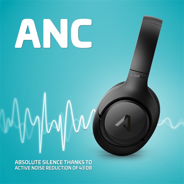 LAMAX NoiseComfort2 Bluetooth ANC Aktív zajszűrős fekete fejhallgató LAMAX NoiseComfort2 Bluetooth ANC Aktív zajszűrős fekete fejhallgató