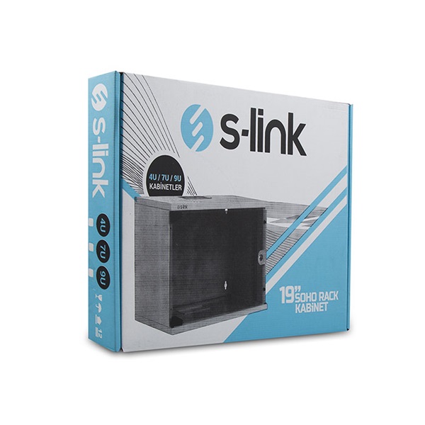 S-Link Rackszekrény - 4U 19" fali kivitel (190x530x400mm, Flatpack, világosszürke)